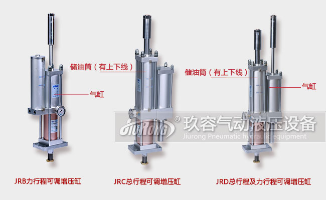 總行程可調(diào)、力行程可調(diào)和及總行程及力行程可調(diào)增壓缸產(chǎn)品在外形上的區(qū)別對比圖
